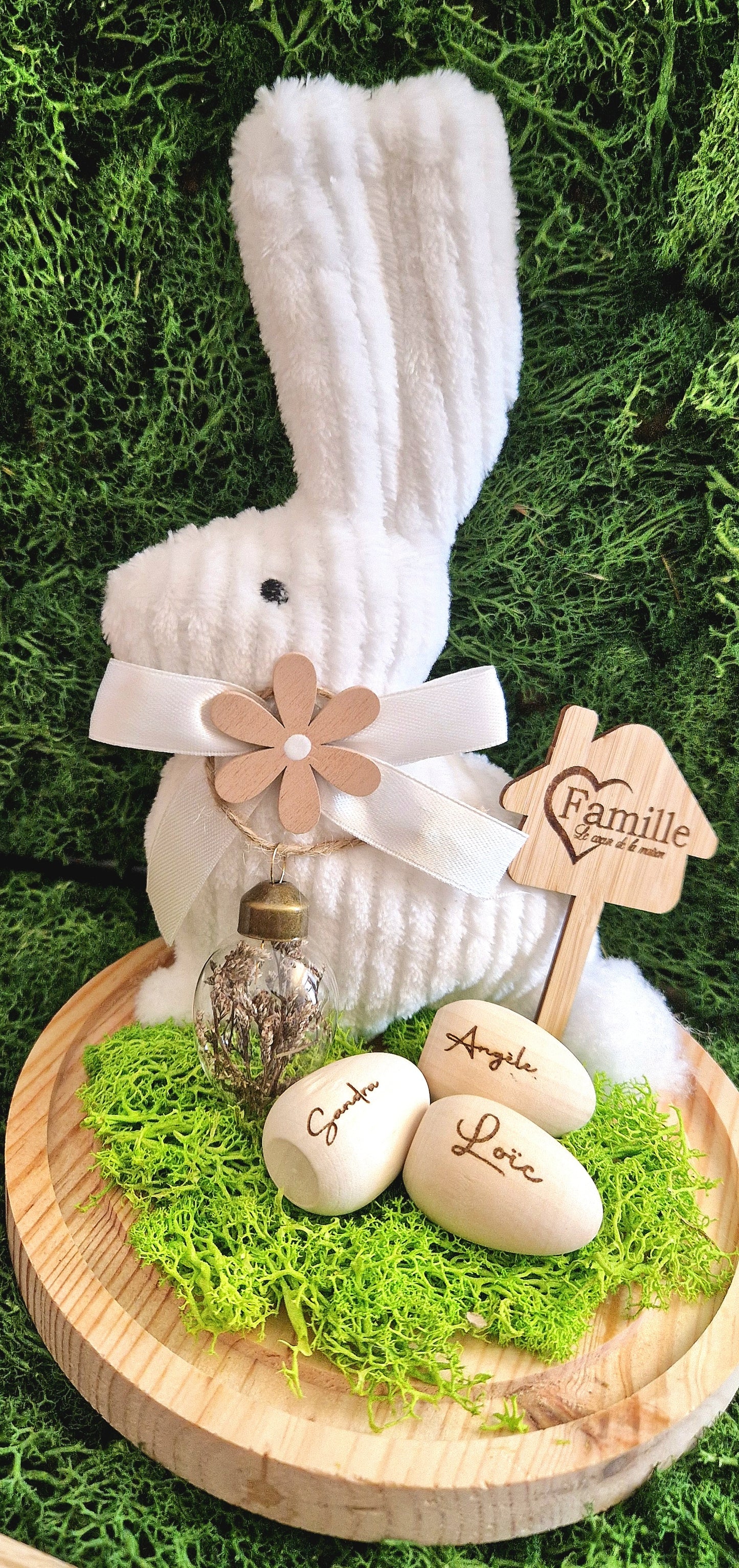 Cloche famille sous verre