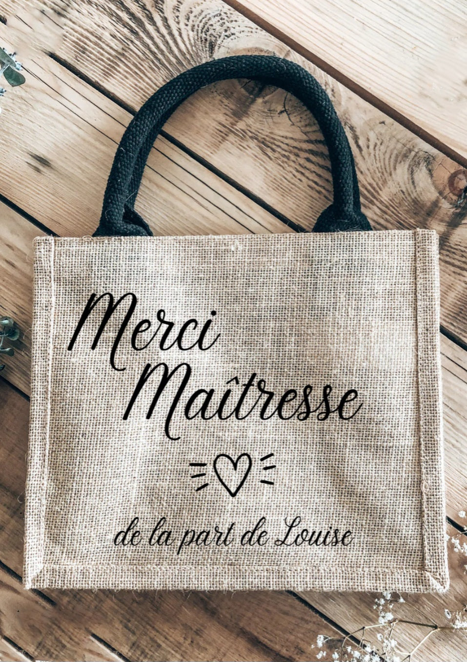 Sac jute Merci Maitresse