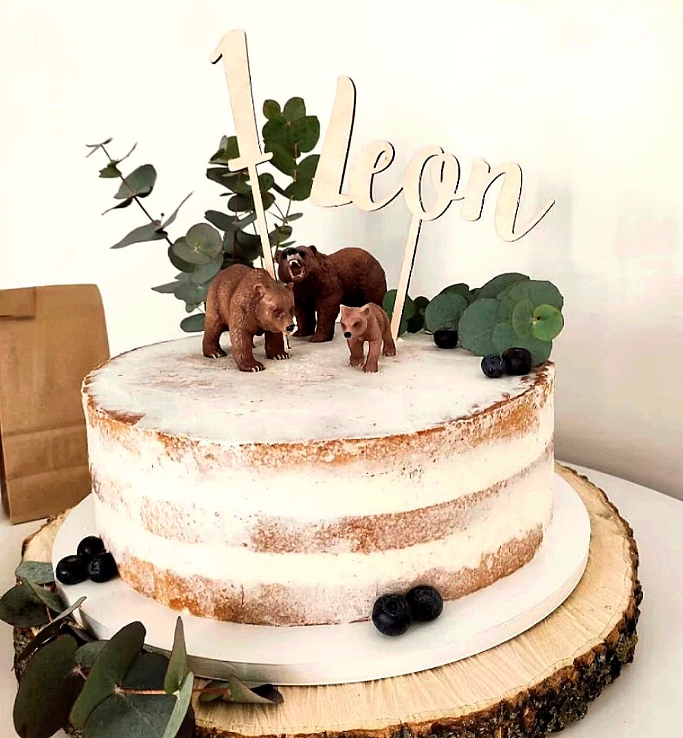 Topper cake prénom bois