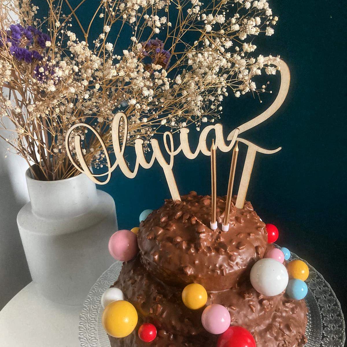 Topper cake chiffre bois