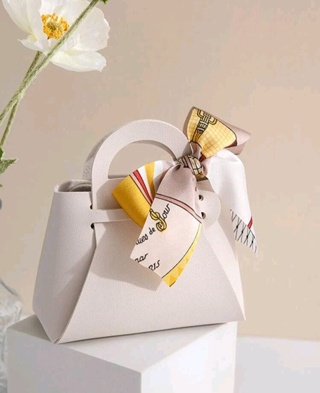 Mini sac simili avec ruban