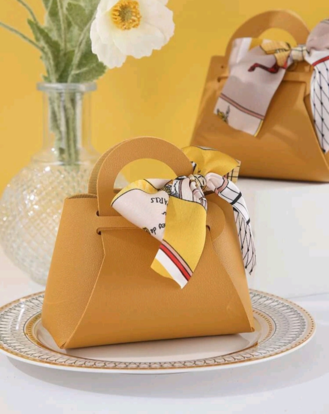 Mini sac simili avec ruban