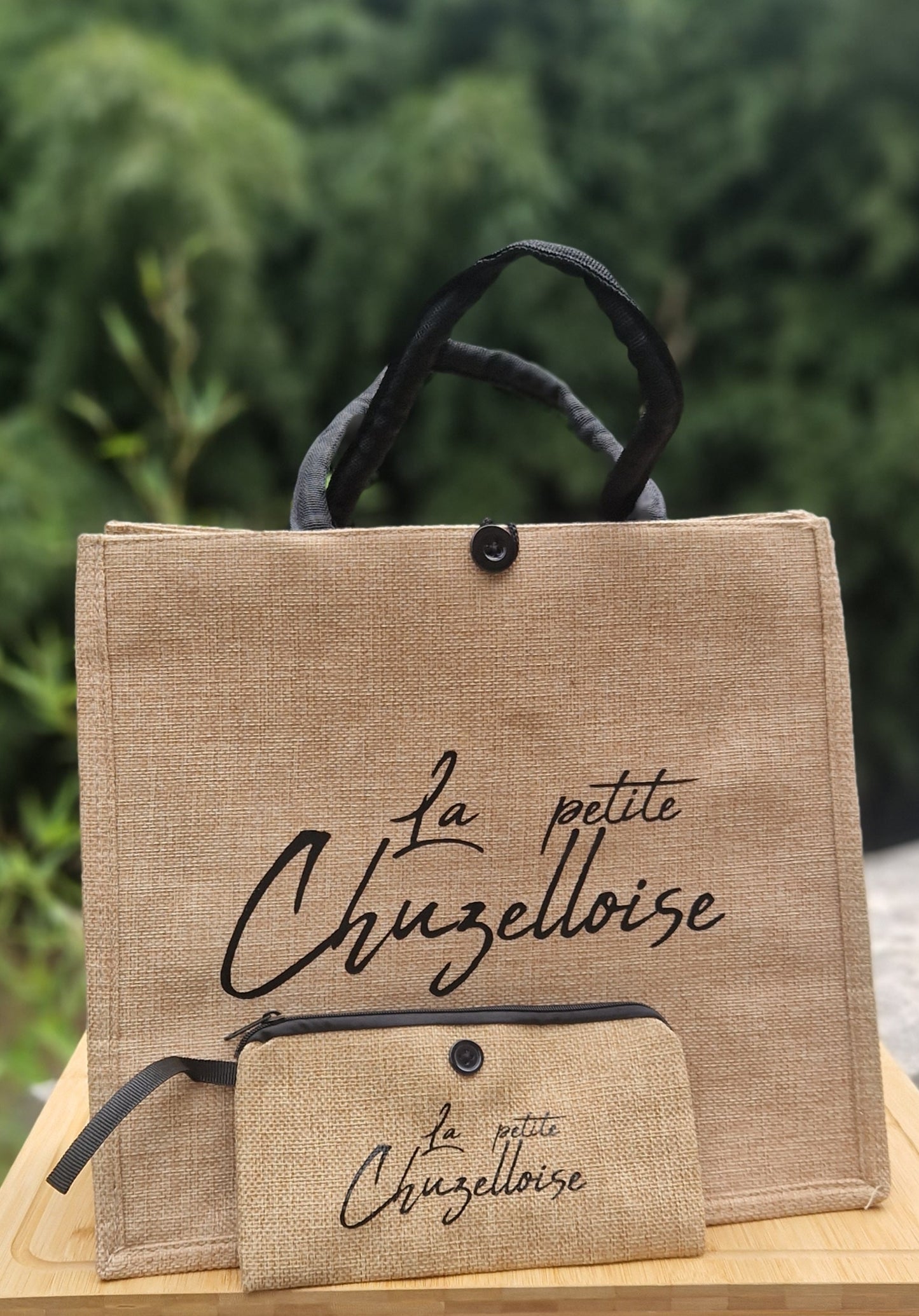 Sac avec pochette en jute