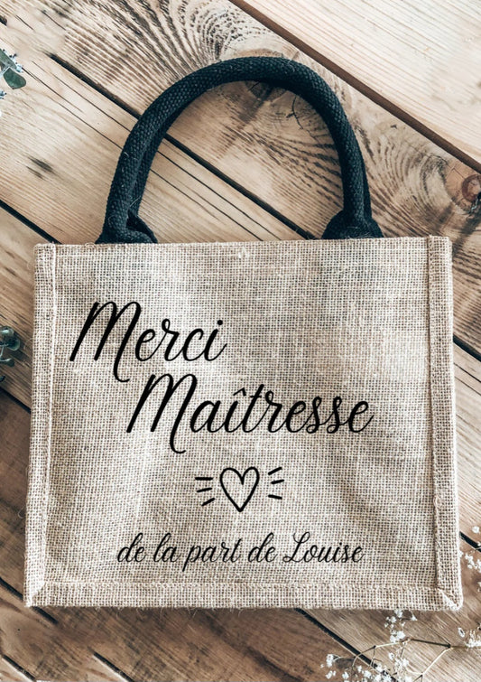 Sac jute  Merci Maitresse