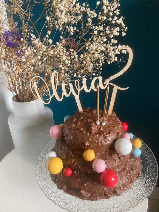 Topper cake prénom bois